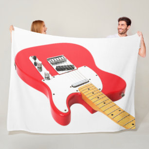 MANTA POLAR GUITARRA ELÉCTRICA ICONICA ROJA