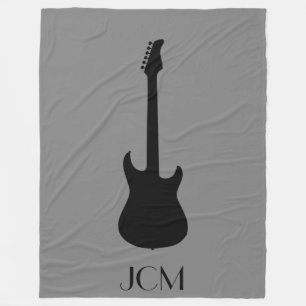 Manta Polar Guitarra eléctrica negra monográfica en gris medio
