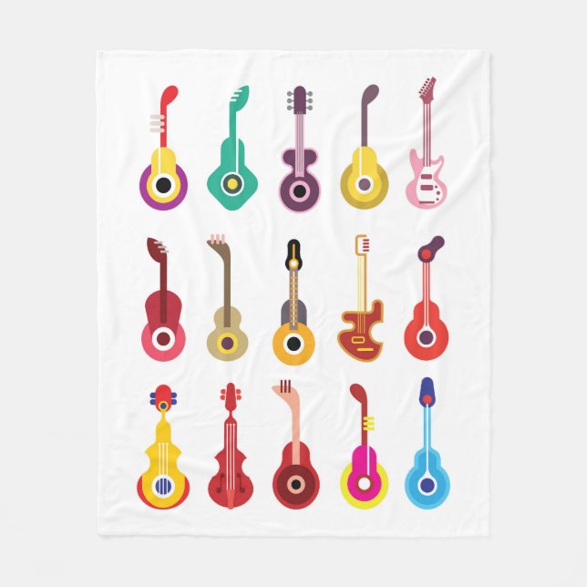 Manta Polar Guitarras coloridas (Anverso)