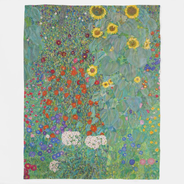 Manta Polar Gustav Klimt - Jardín de campo con girasoles (Anverso)