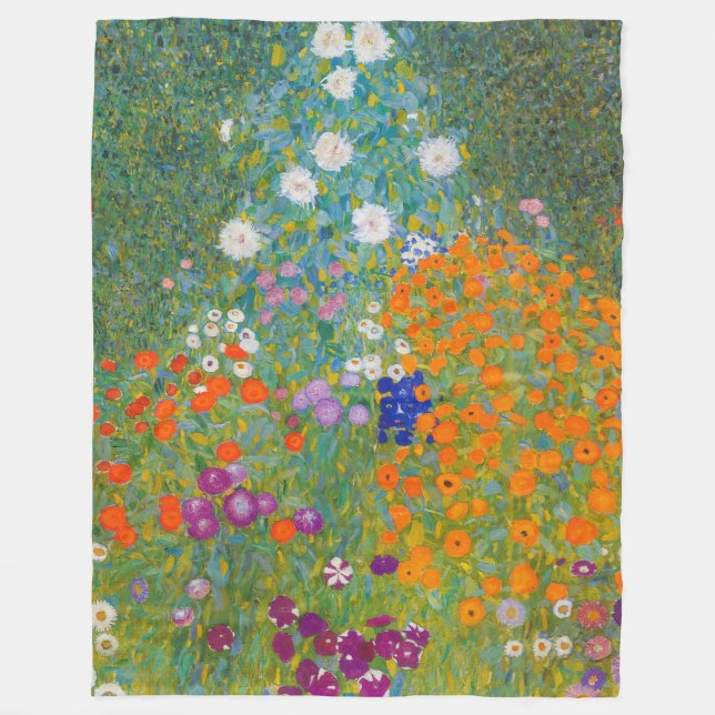Manta Polar Gustav Klimt - Jardín de flores (Anverso)