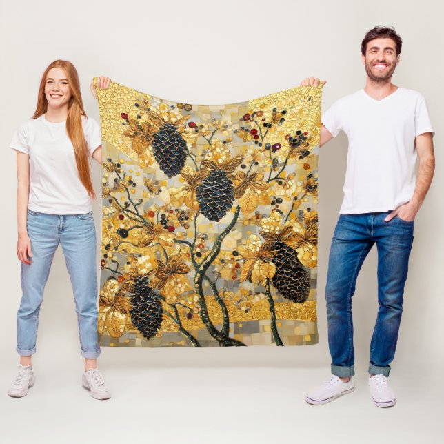 Manta Polar gustav klimt Rustic Pinecone Holiday Winter Bathro (In situ)