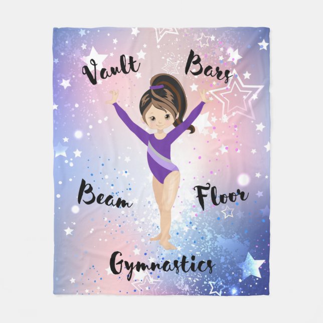 Manta Polar Gym Star Brunette, Brown Eyes, Purple Leotard (Anverso)