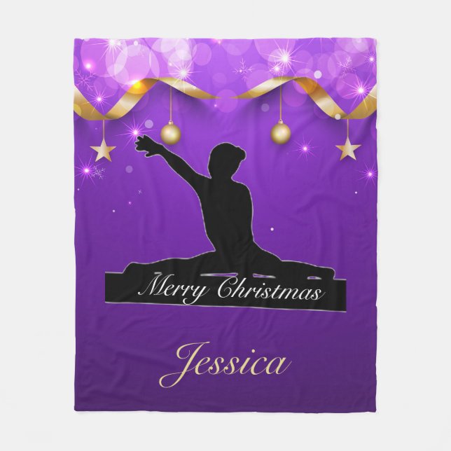 Manta Polar Gymnastics "Merry Christmas" Purple & Gold (Anverso)