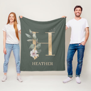Manta Polar H Monograma Fleece Personalizada Floral