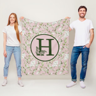 MANTA POLAR H MONOGRAMA ROSA Y VERDE