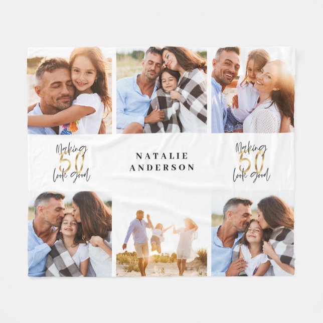 Manta Polar Haciendo que 50 luzca bien foto de cumpleaños negr (Frente (Horizontal))