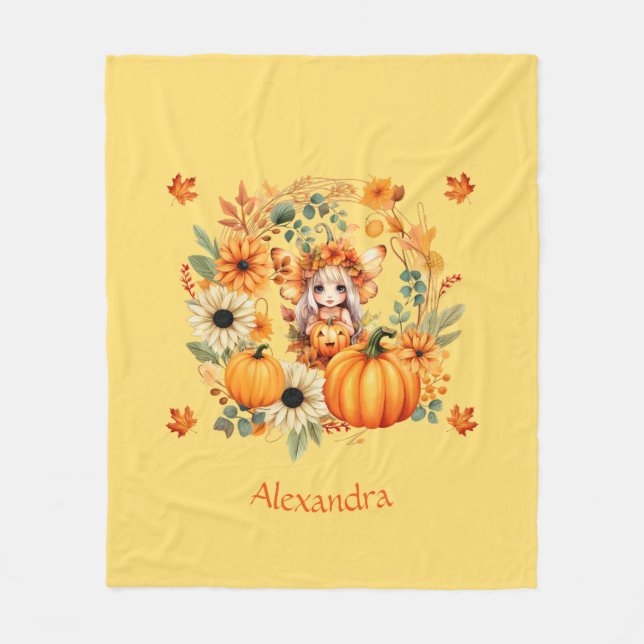 Manta Polar Hada de calabaza suave en la guirnalda otoñal (Anverso)