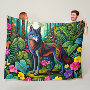 Manta Polar Hada de lobo gris fresco animal