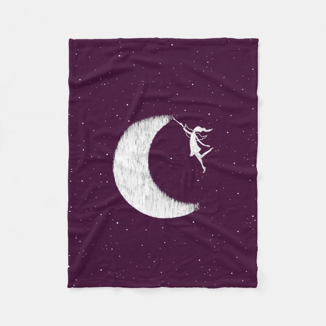 Manta Polar Hada del arte: Pinte la luna (púrpura) (Anverso)