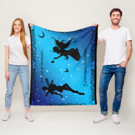 Manta Polar Hada Elfa Mariposa Cree -Fantasía Med c/ Negro