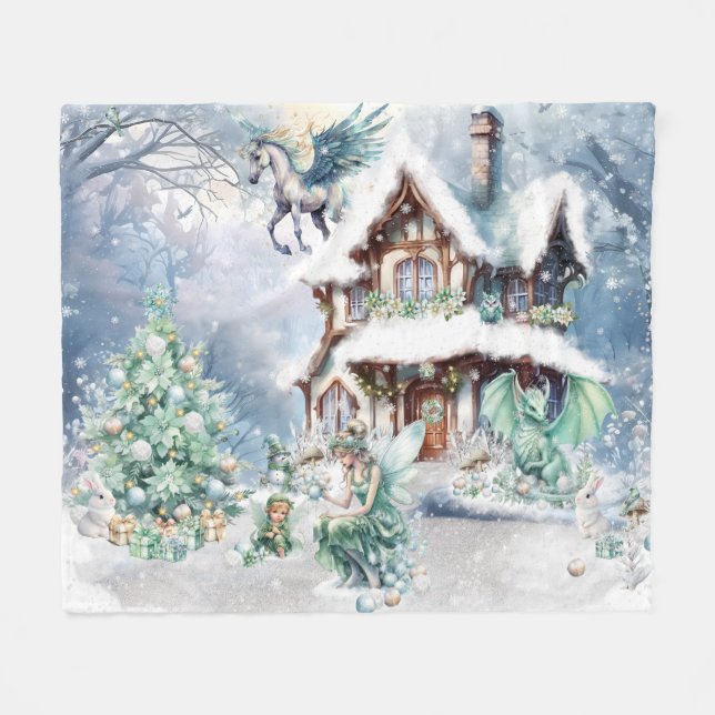 Manta Polar Hada mágica y caprichosa de Navidad (Frente (Horizontal))