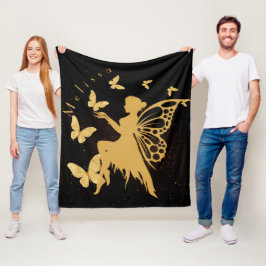 Manta Polar Hada personalizada de mariposa dorada