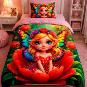 Manta Polar Hada Princesa Fantasía Floral Lindo Cuarto de Niño
