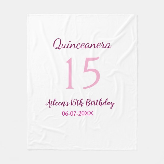 Manta Polar Hadas rosadas 15 años simple moder quinceanera (Anverso)