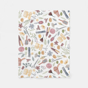 Manta Polar Hair Stylist Patrón Acuarela