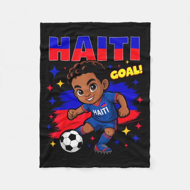 Manta Polar Haiti Soccer Kid Haitian Flag Soccer Player Footba (Anverso)