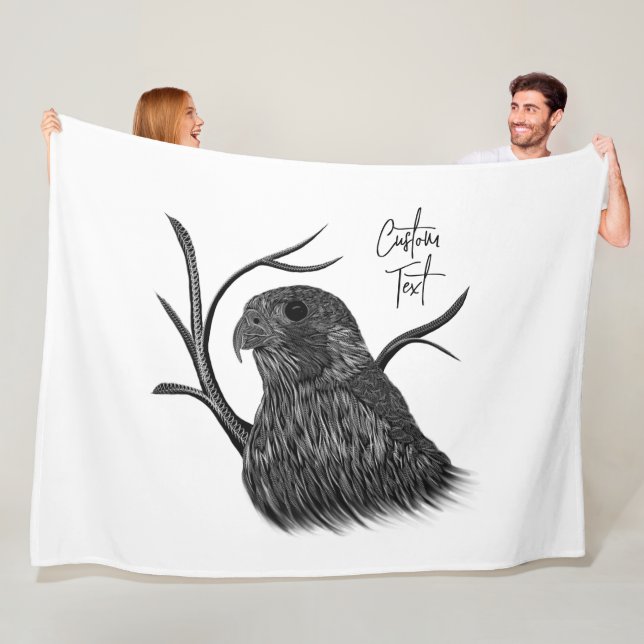 Manta Polar Halcón peregrino en ramas de árbol con escritura a (In situ)