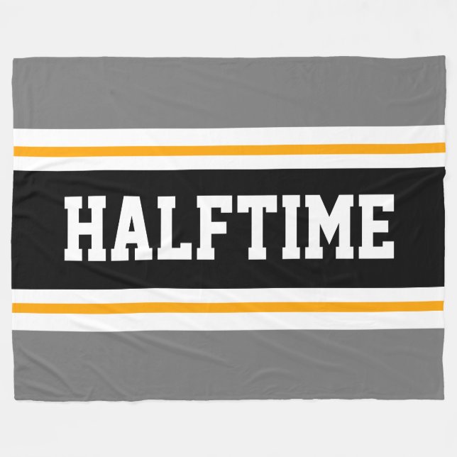 Manta Polar HALFTIME Black Gray White Yellow Carreras Strips (Frente (Horizontal))