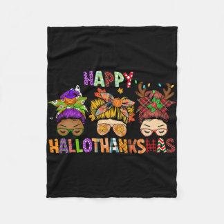Manta Polar Hallothanksmas Messy Bun Halloween Acción de Graci