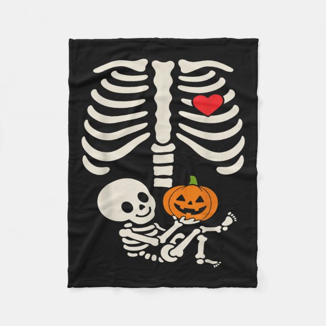 Manta Polar Halloween Baby Skeleton Heart Pregnancy Outfit  (Anverso)