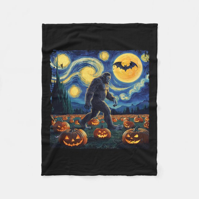 Manta Polar Halloween Bigfoot Starry Night Van Gogh (Anverso)