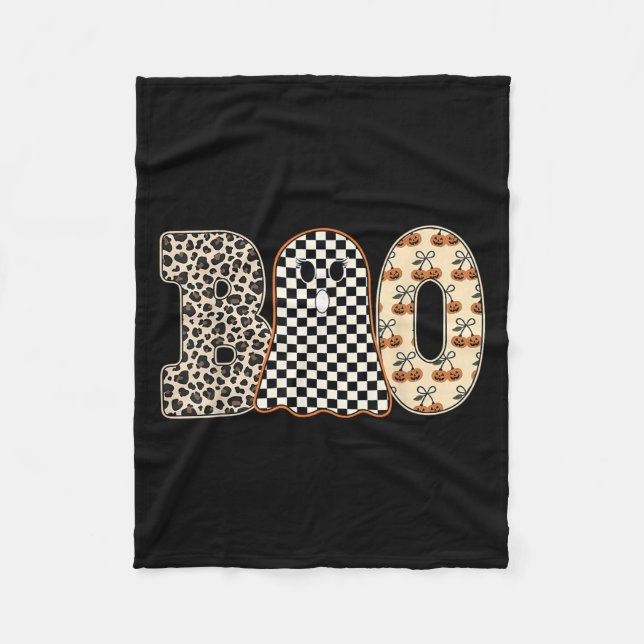 Manta Polar Halloween Boo Fantasma Leopardo cerezas verificada (Anverso)