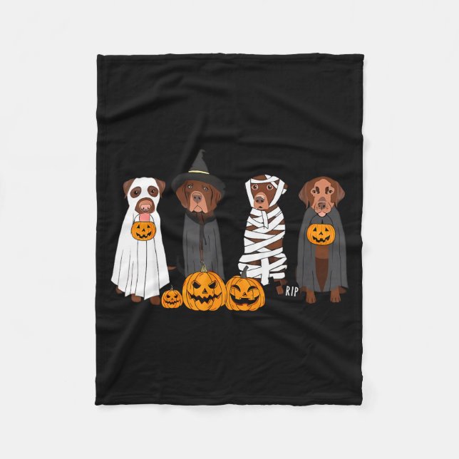 Manta Polar Halloween Brown Labrador Ghost Soky Chocolate Lab  (Anverso)