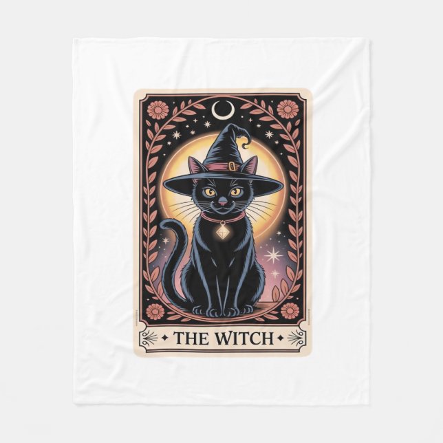 Manta Polar Halloween Bruja Gato Estético Amantes del Tarot Gó (Anverso)