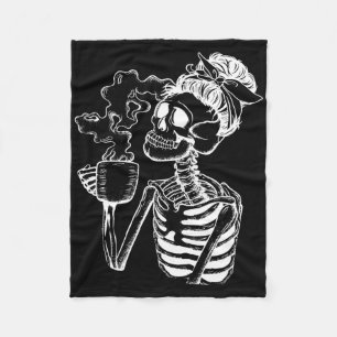 Manta Polar Halloween Café Bebiendo Skeleton Teacher Lazy Di