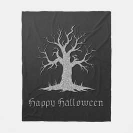 Manta Polar Halloween con árbol plateado
