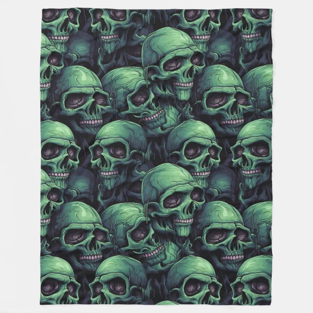 Manta Polar Halloween con cráneos escalofriantes (Anverso)