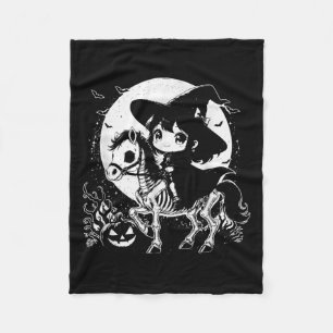 Manta Polar Halloween con escrúpulos de caballo de bruja