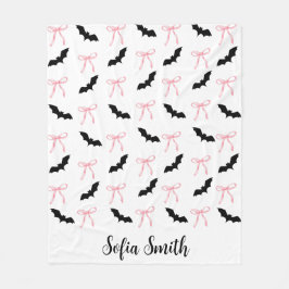 Manta Polar halloween Coquette arco rosa y murciélagos negros