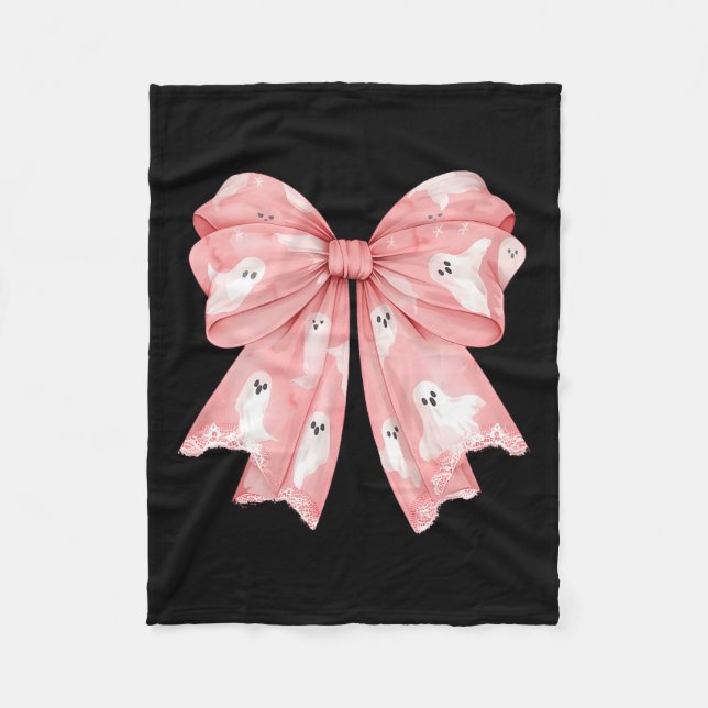 Manta Polar Halloween Coquette Ghost Bow Cute Girly Soft Chica (Anverso)