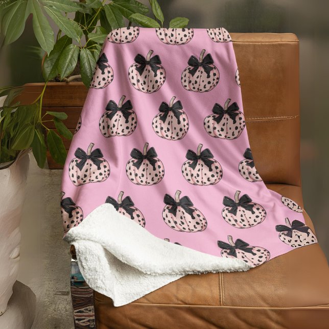 Manta Polar Halloween Coquette lindo Calabaza rosa con arco (Halloween Coquette cute Pink Pumpkin with bow Fleece Blanket)