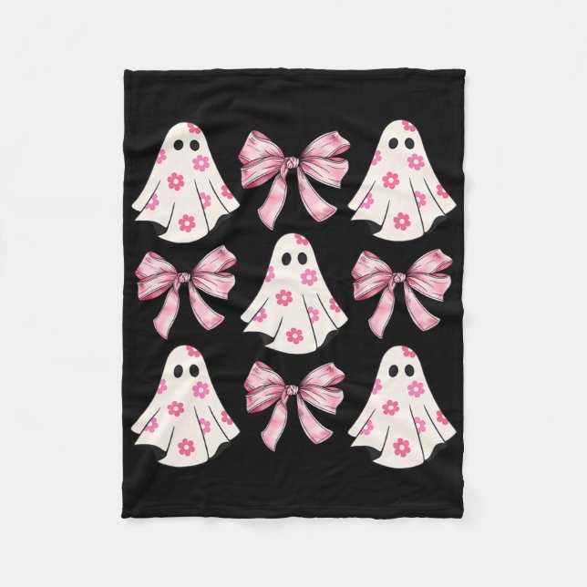 Manta Polar Halloween Coquette Pink Bow Ghost (Anverso)