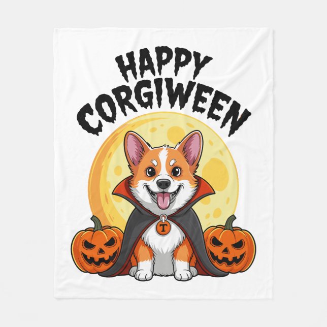Manta Polar Halloween Corgiween, Spooky Corgi Dog (Anverso)