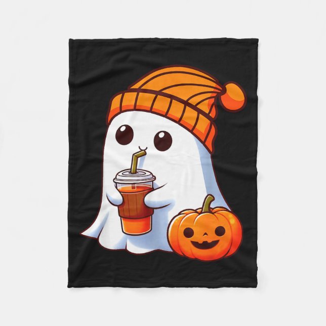 Manta Polar Halloween Costume Ghost Drinking Pumpkin Men Women (Anverso)