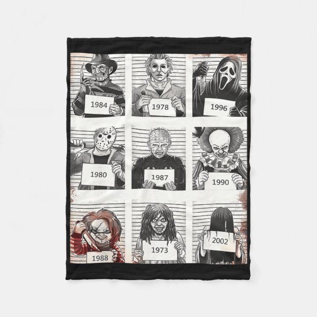 Manta Polar Halloween Creepé Legends Asesino Mugshots Fa de ho (Anverso)