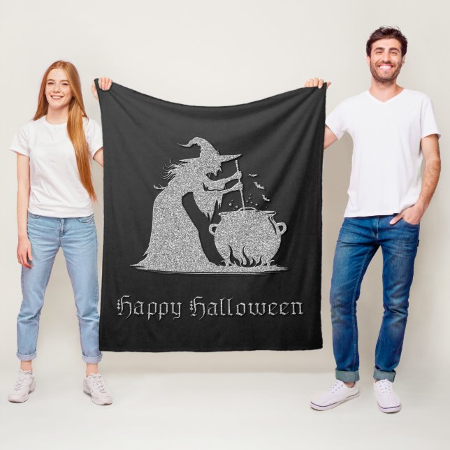 Manta Polar Halloween de Brujas y Calderones Plateados (In situ)