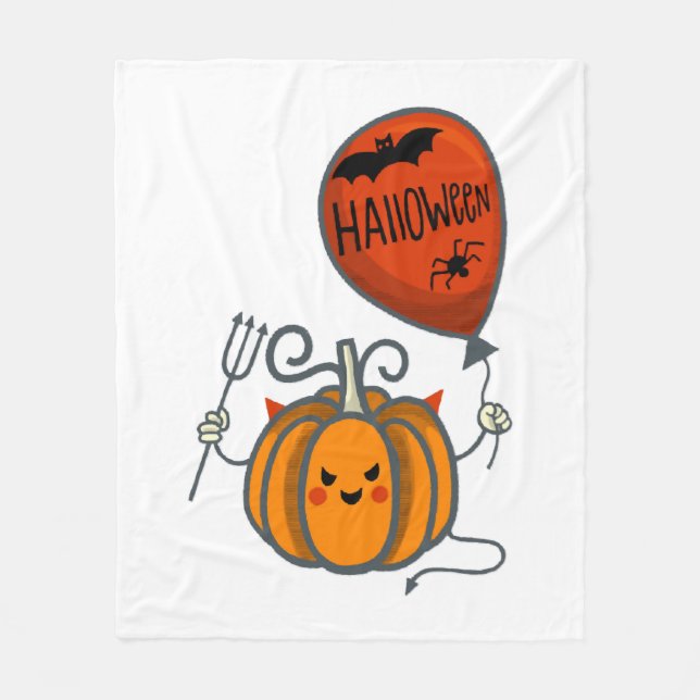 Manta Polar Halloween de calabaza (Anverso)