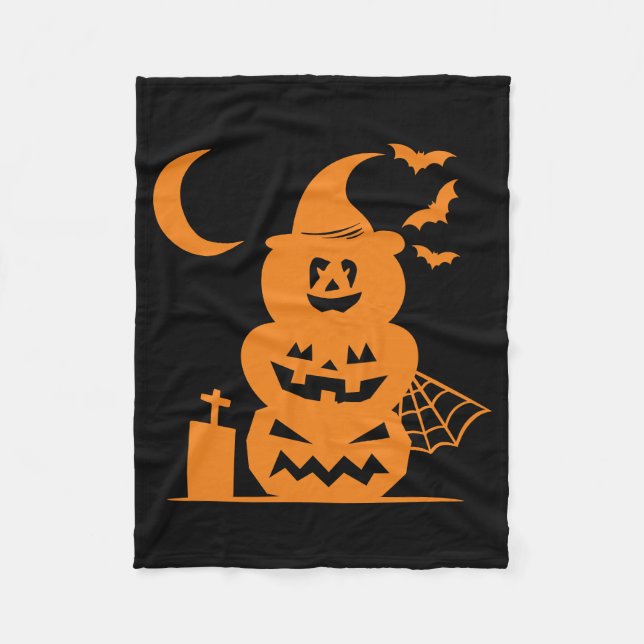 Manta Polar Halloween de calabazas apiladas (Anverso)