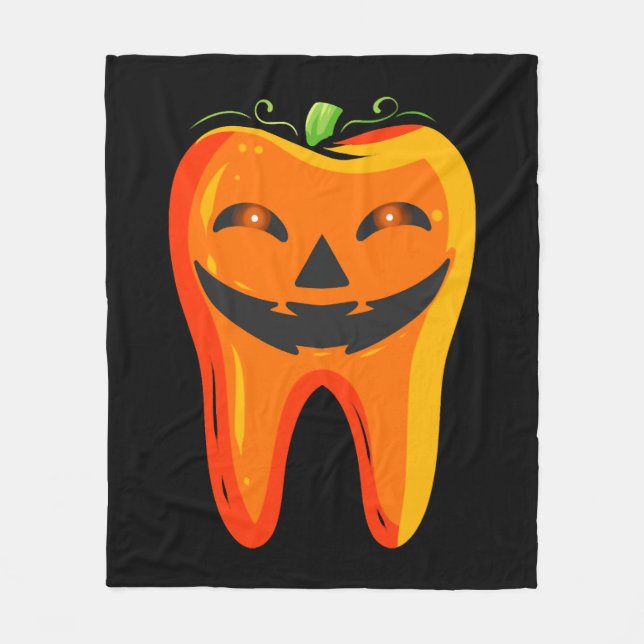 Manta Polar Halloween de calabazas dentarias (Anverso)