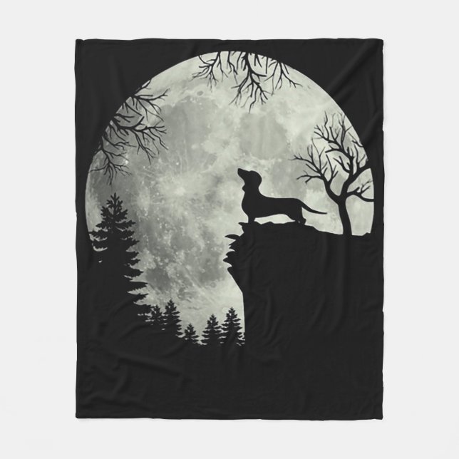 Manta Polar Halloween De Dachshund Y Moon (Anverso)