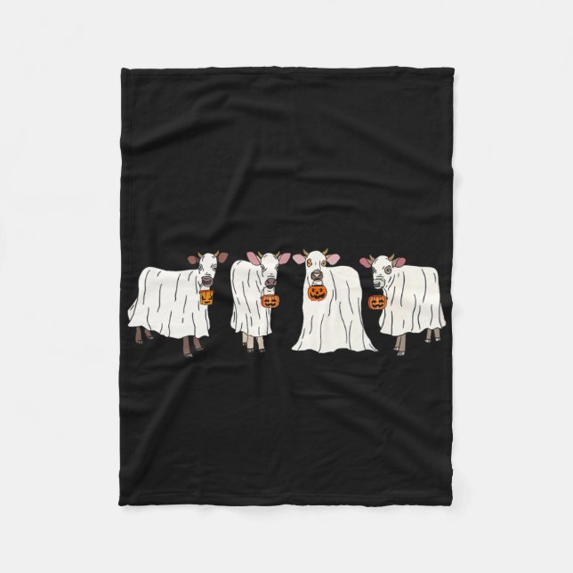 Manta Polar Halloween de Halloween de vacas fantasmas divertid (Anverso)