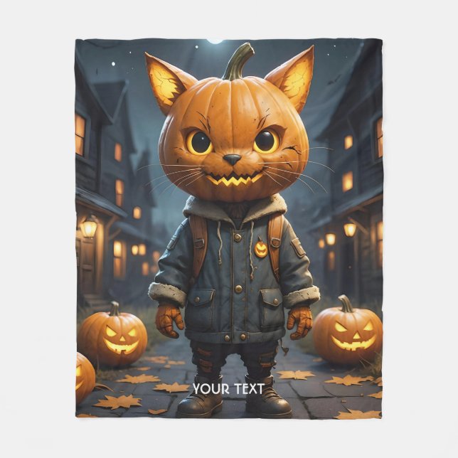 Manta Polar Halloween de la calabaza de gatos de la fantasía (Anverso)