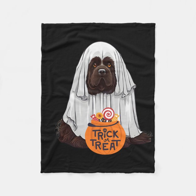 Manta Polar Halloween de perros de Terranova Cute Brown (Anverso)