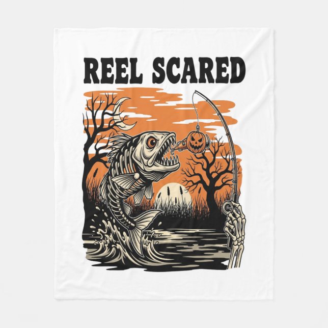 Manta Polar Halloween de Pesca para Niños Pequeños (Anverso)