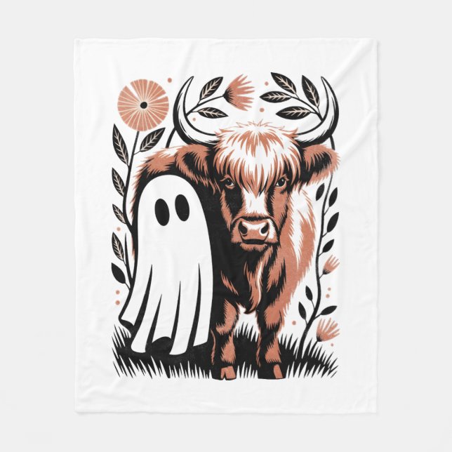 Manta Polar Halloween del fantasma de las vacas rurales rusas (Anverso)